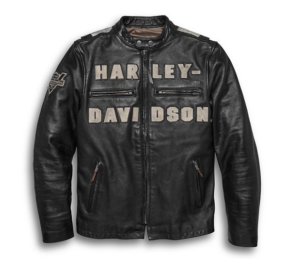 Harley Davidson Men's Vintage Race-Inspired Leather Jacket Harley Davidson Men's Vintage Race-Inspired Leather Jacket